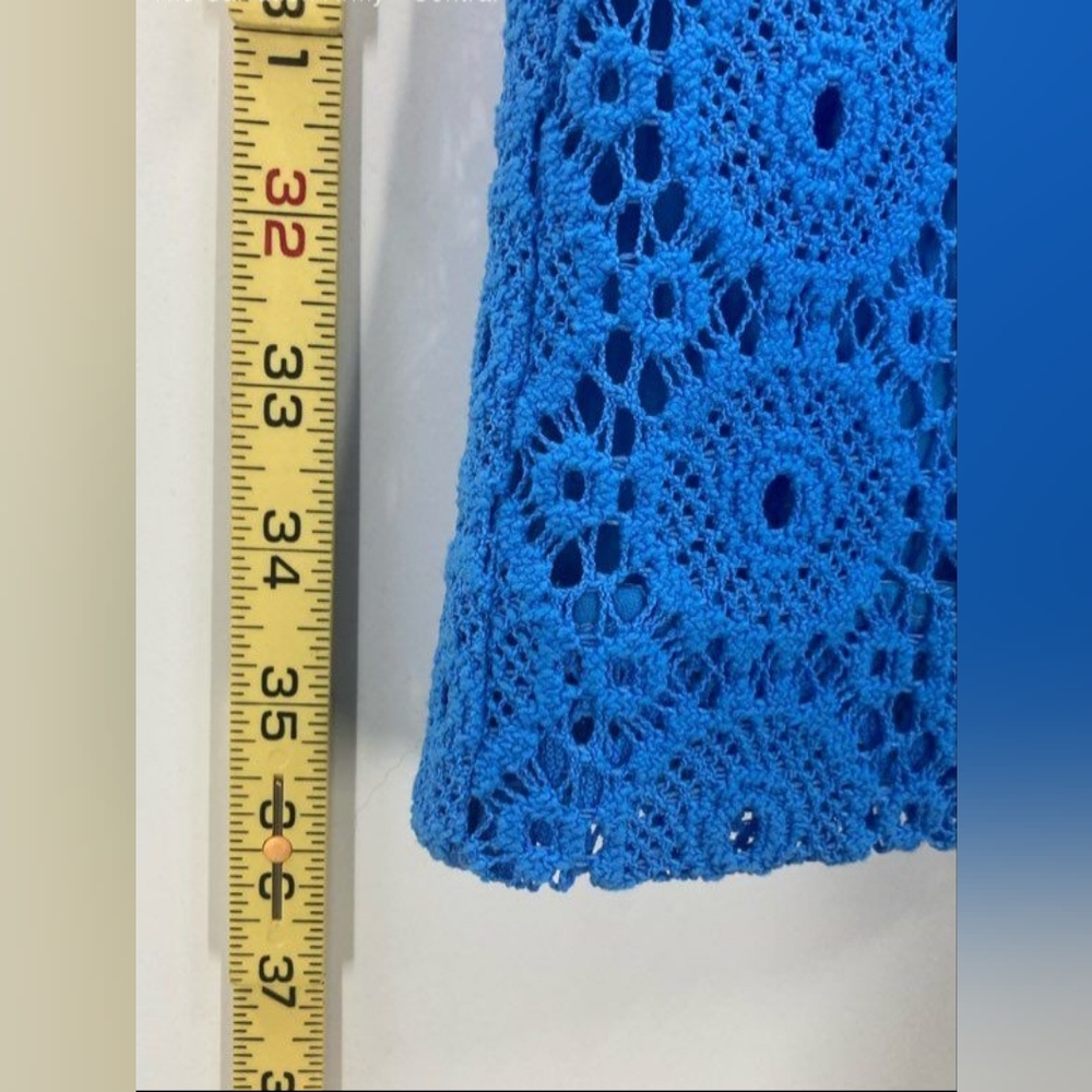 Lilly Pulitzer Designer Blue Sheath Mini Lace Dress Mock Neck Small - Picture 6 of 6